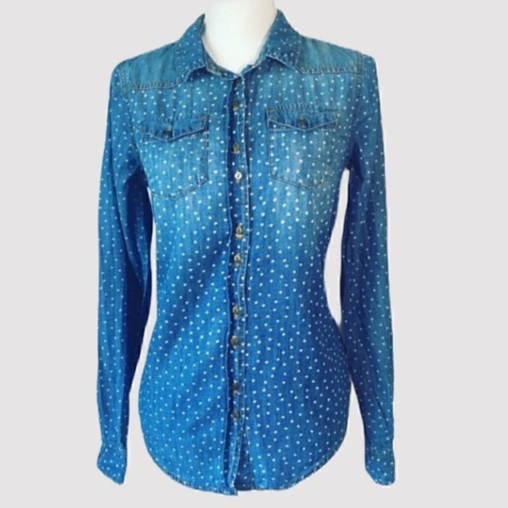 Forever 21 Life Progress Chambray Button Down Top